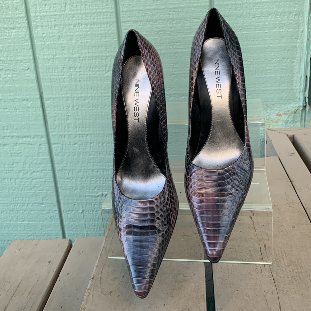 Vintage Python Purple Heels Pointed Toe - image 5